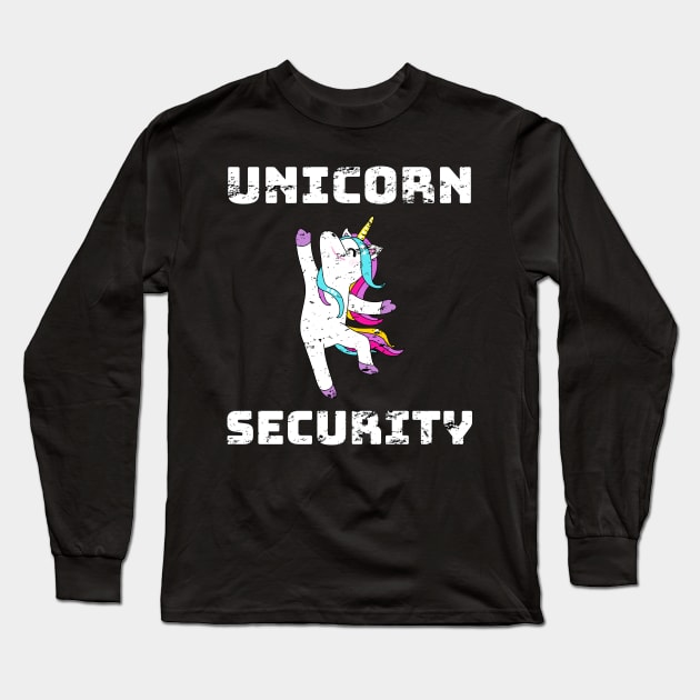 Unicorn Security Funny Gift Distress Design Long Sleeve T-Shirt by WPKs Design & Co